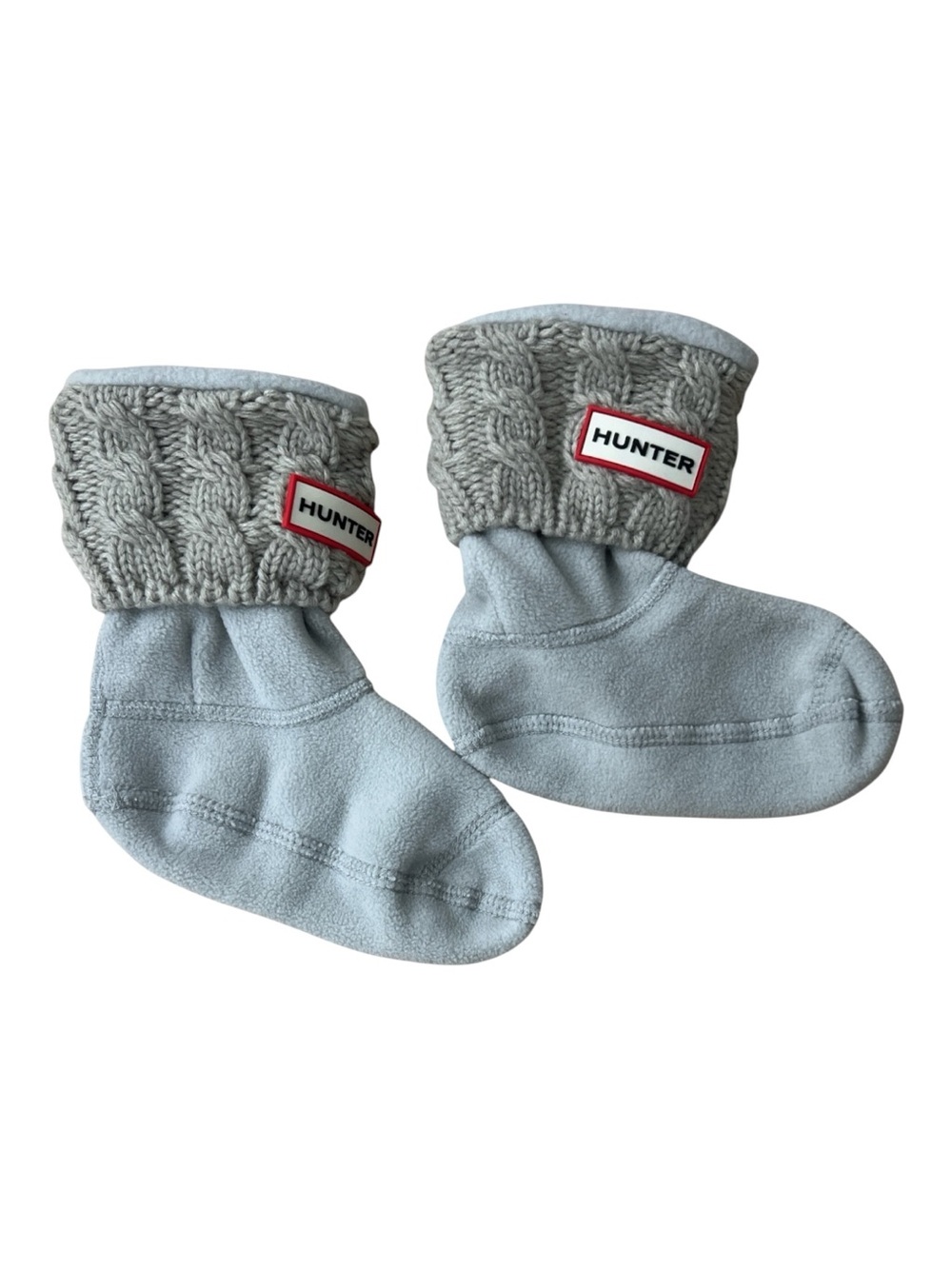 Hunter Kids Light Gray Fleece Boot Socks with Cable Knit Cuff Size S (8-10)